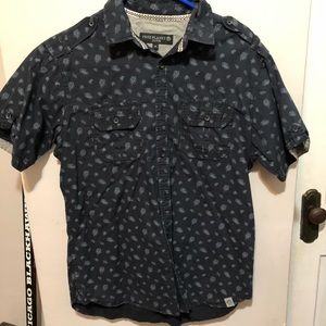 Feather-decorated button up shirt